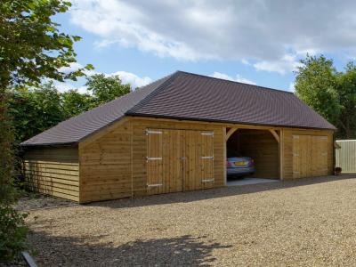 Pic 81. 3.0m x 6.0m Carriage House, Cart Lodge, Garage and Log Store with plain tile roof